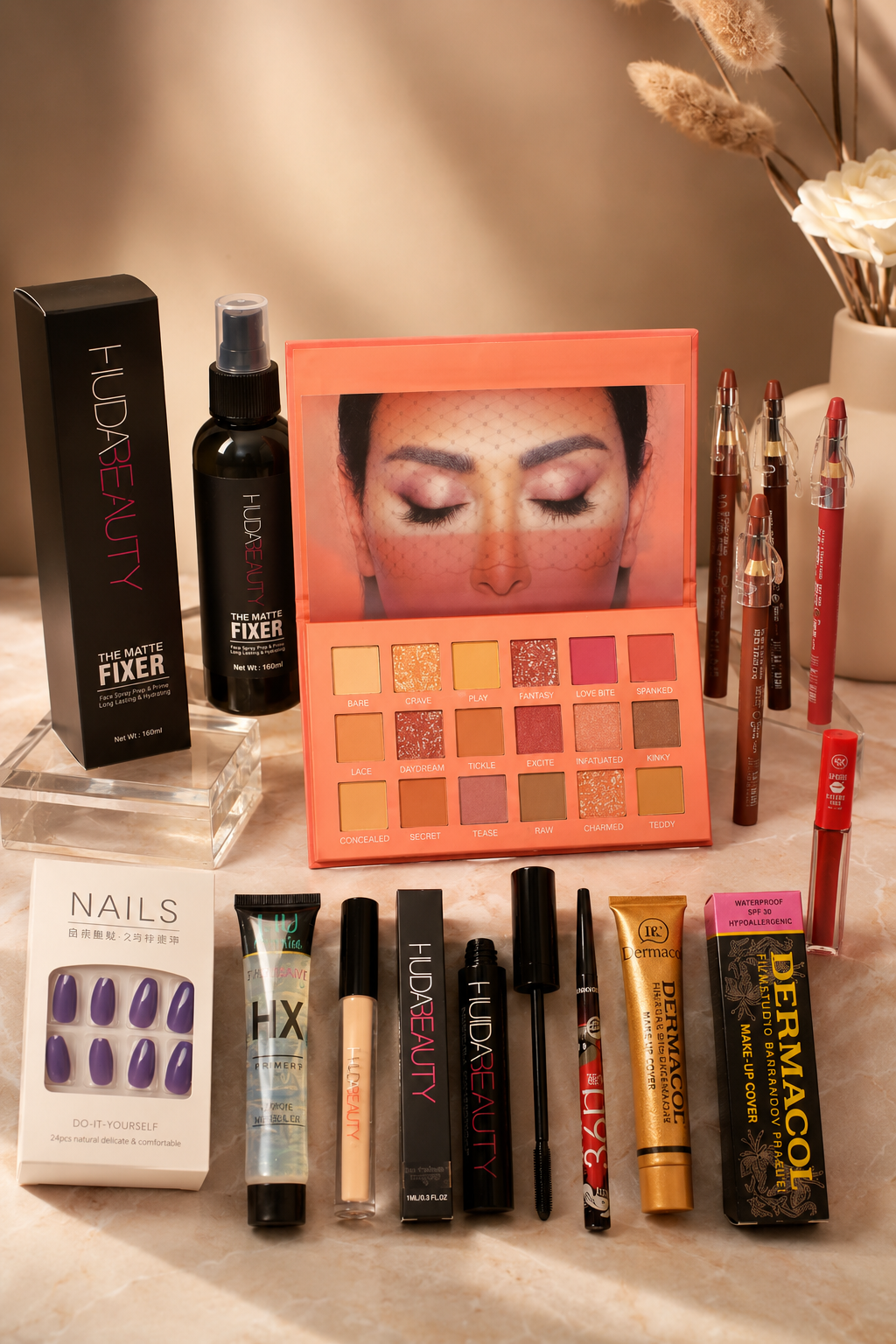 12 Items Complete Makeup & Beauty Deal Kit – Full Face Makeup Set with Nail Polish