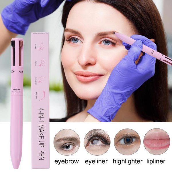 Multi-effect 4 In 1 Eyeliner Eyebrow Pencil Contour Pen Long Lasting Waterproof for girls, eyeliner lipstick highlighter brow liner all in one