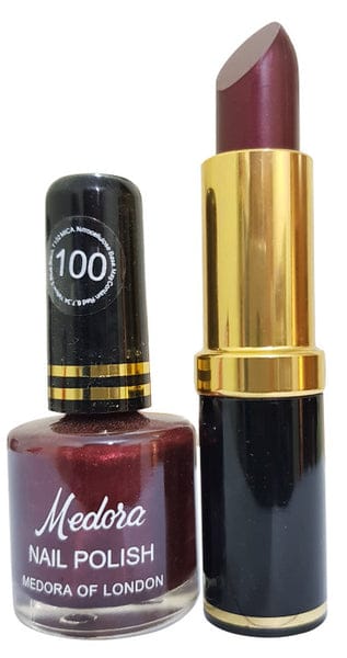 Medora 2 in 1 Lipstick & Nail Polish Combo  (Shade Red, Maroon)