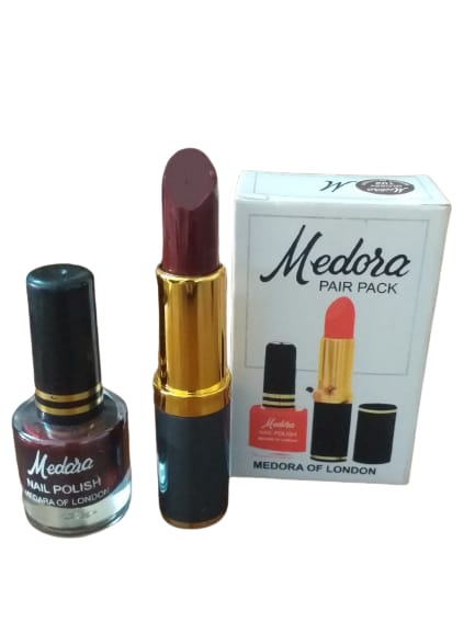 Medora 2 in 1 Lipstick & Nail Polish Combo  (Shade Red, Maroon)