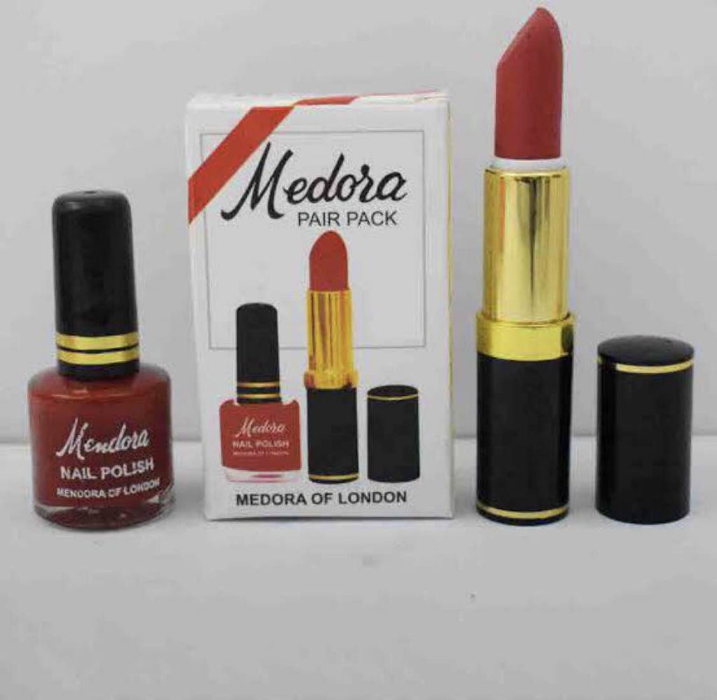 Medora 2 in 1 Lipstick & Nail Polish Combo  (Shade Red, Maroon)