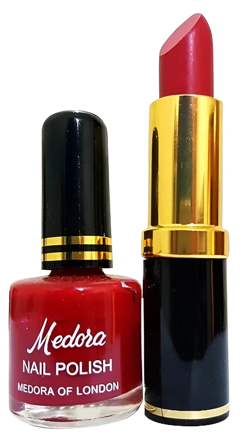Medora 2 in 1 Lipstick & Nail Polish Combo  (Shade Red, Maroon)