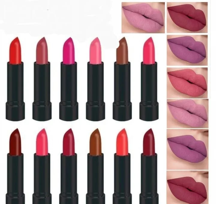 12 Pcs High Pigmented Matte Lipstick Set,  For Bold And Beautiful Looks