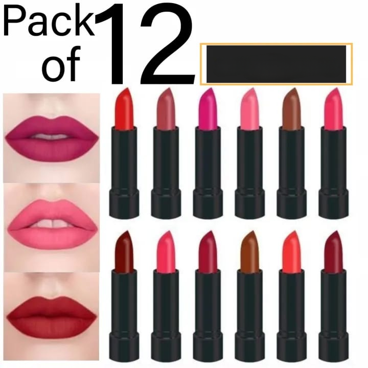 12 Pcs High Pigmented Matte Lipstick Set,  For Bold And Beautiful Looks