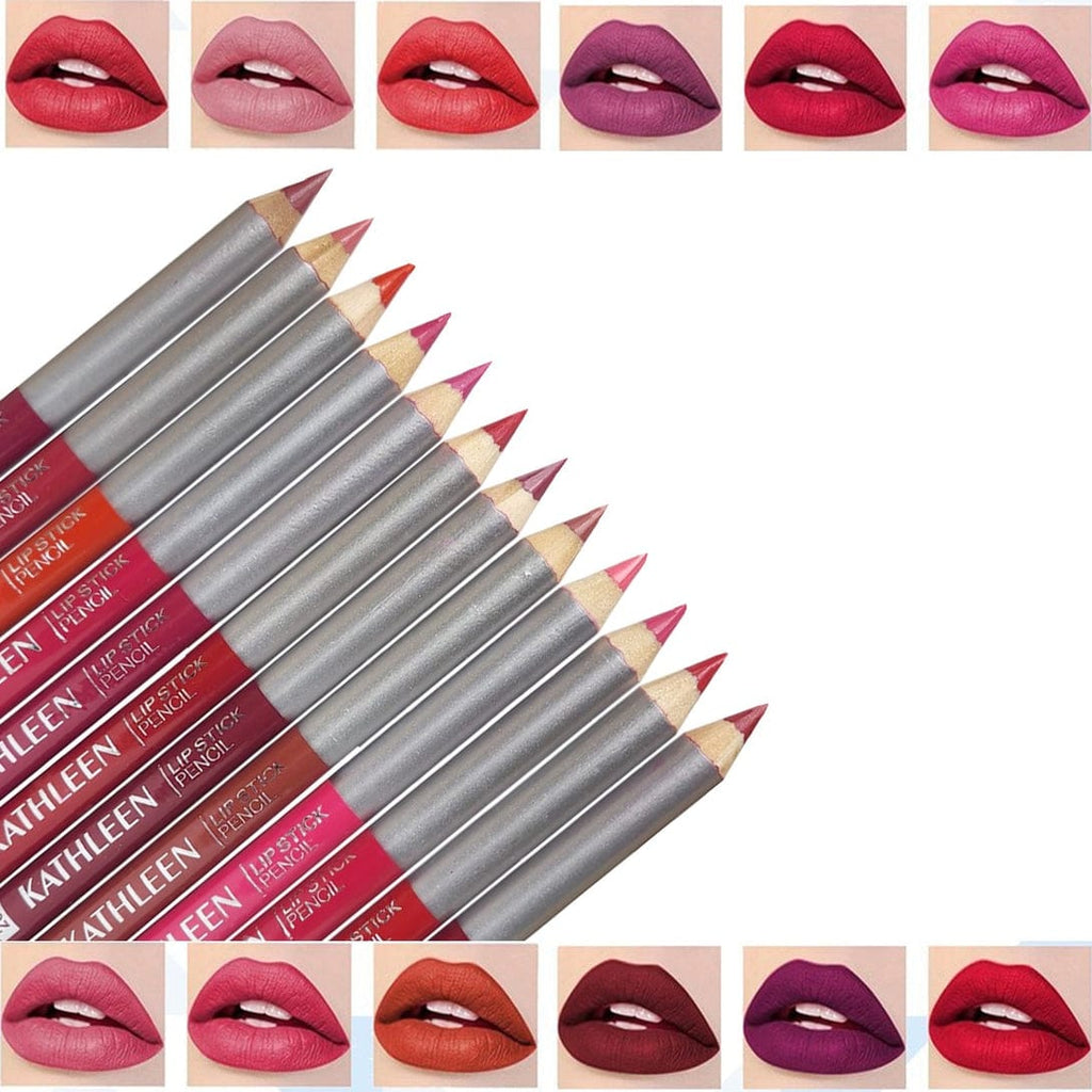 Kathleen High Pigmented Lip Pencil | Multicolor Shades | Pack of 12