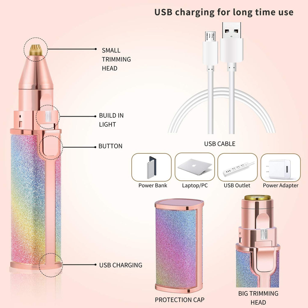 2-in-1 Flawless Eyebrow Trimmer | USB Rechargeable 2in1 Flawless Trimmer With Wire & Cleaning Brush