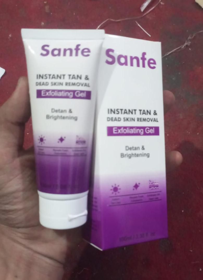 Sanfe Instant Dead Skin Removal Exfoliating Gel | Detan & Brightening Body Scrub | 100g