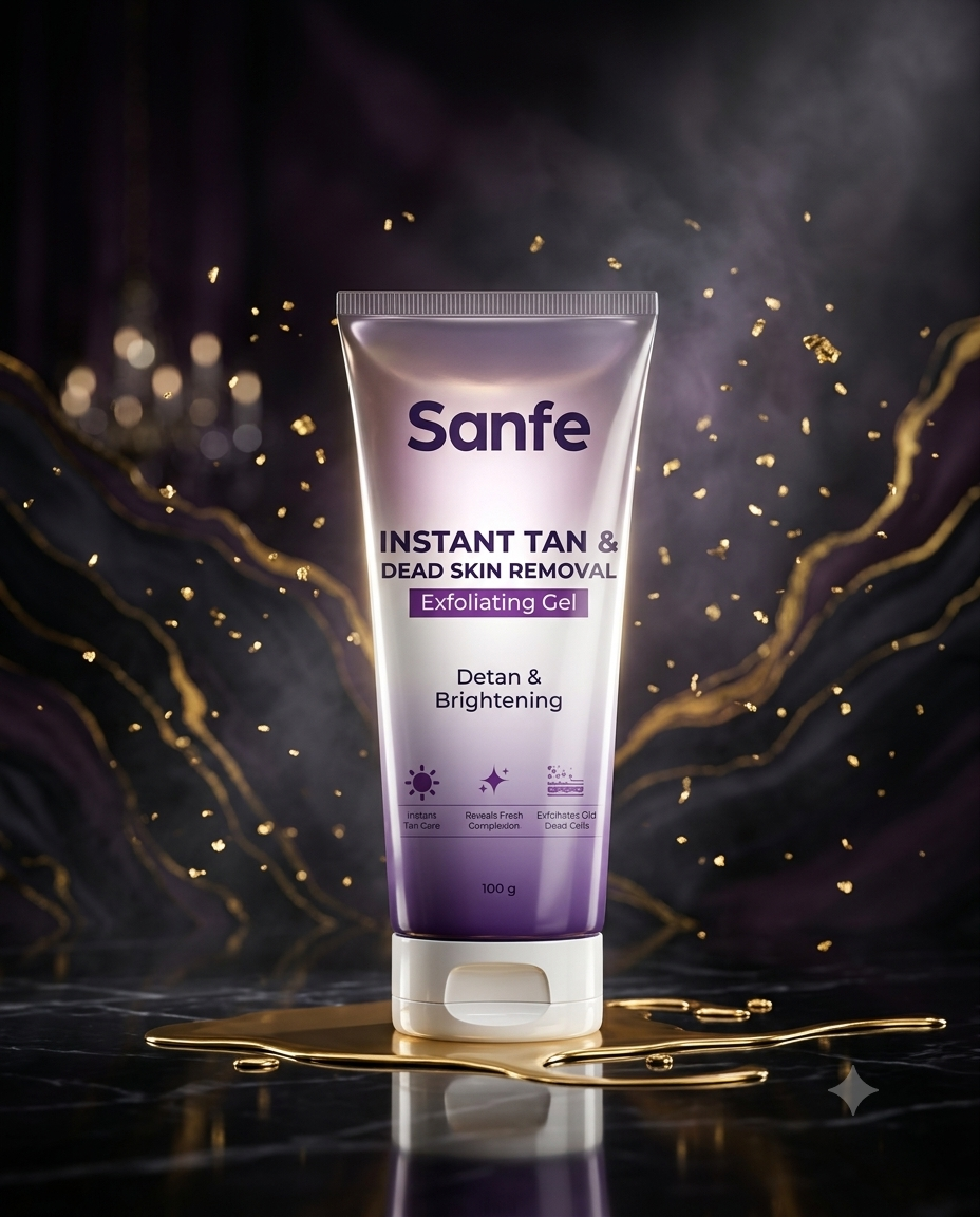 Sanfe Instant Dead Skin Removal Exfoliating Gel | Detan & Brightening Body Scrub | 100g