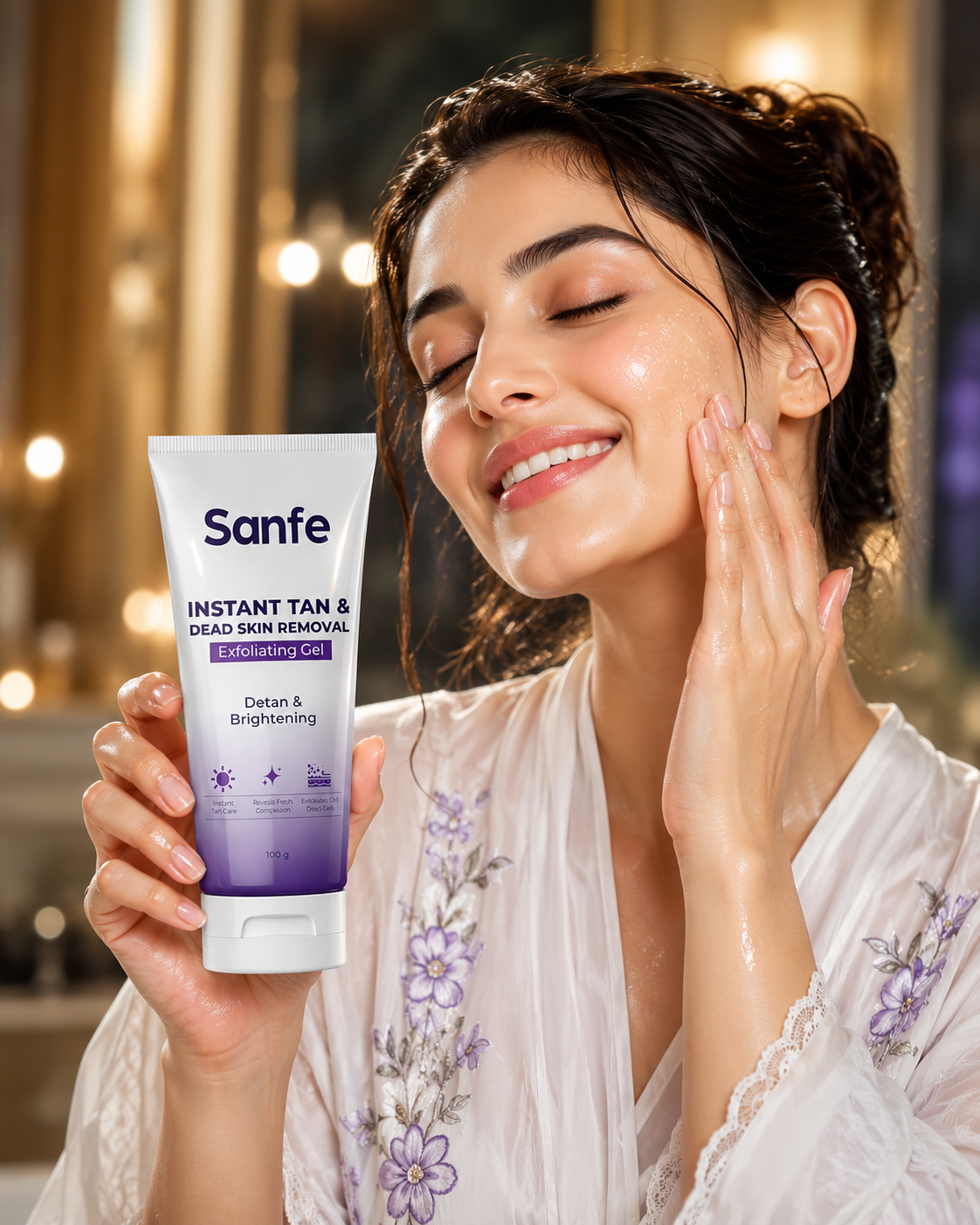 Sanfe Instant Dead Skin Removal Exfoliating Gel | Detan & Brightening Body Scrub | 100g