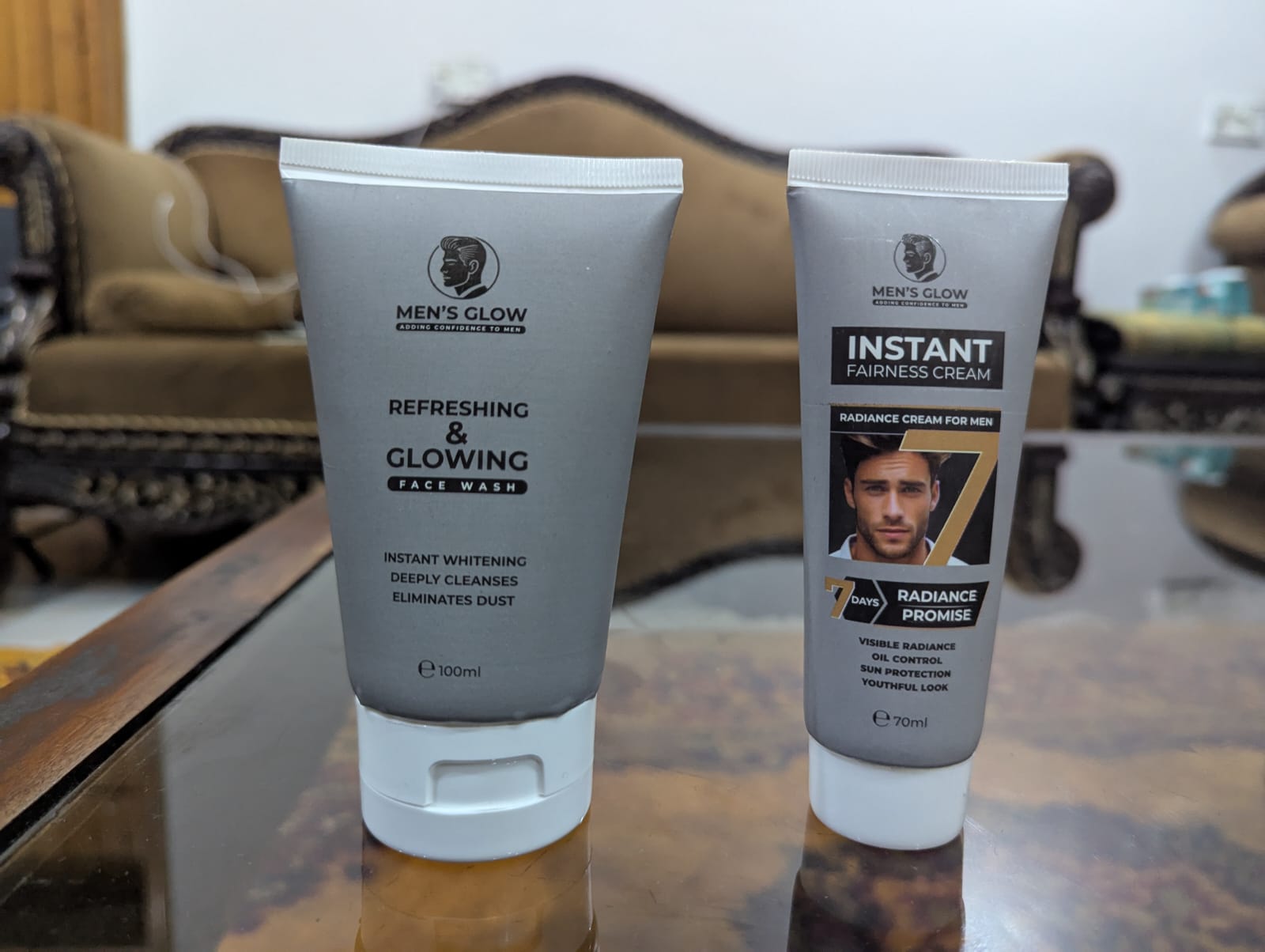 Men's Glow Facewash Bundle – Facewash + Whitening Cream Combo Set
