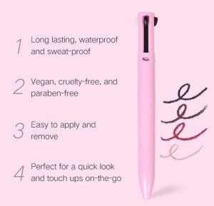 Multi-effect 4 In 1 Eyeliner Eyebrow Pencil Contour Pen Long Lasting Waterproof for girls, eyeliner lipstick highlighter brow liner all in one